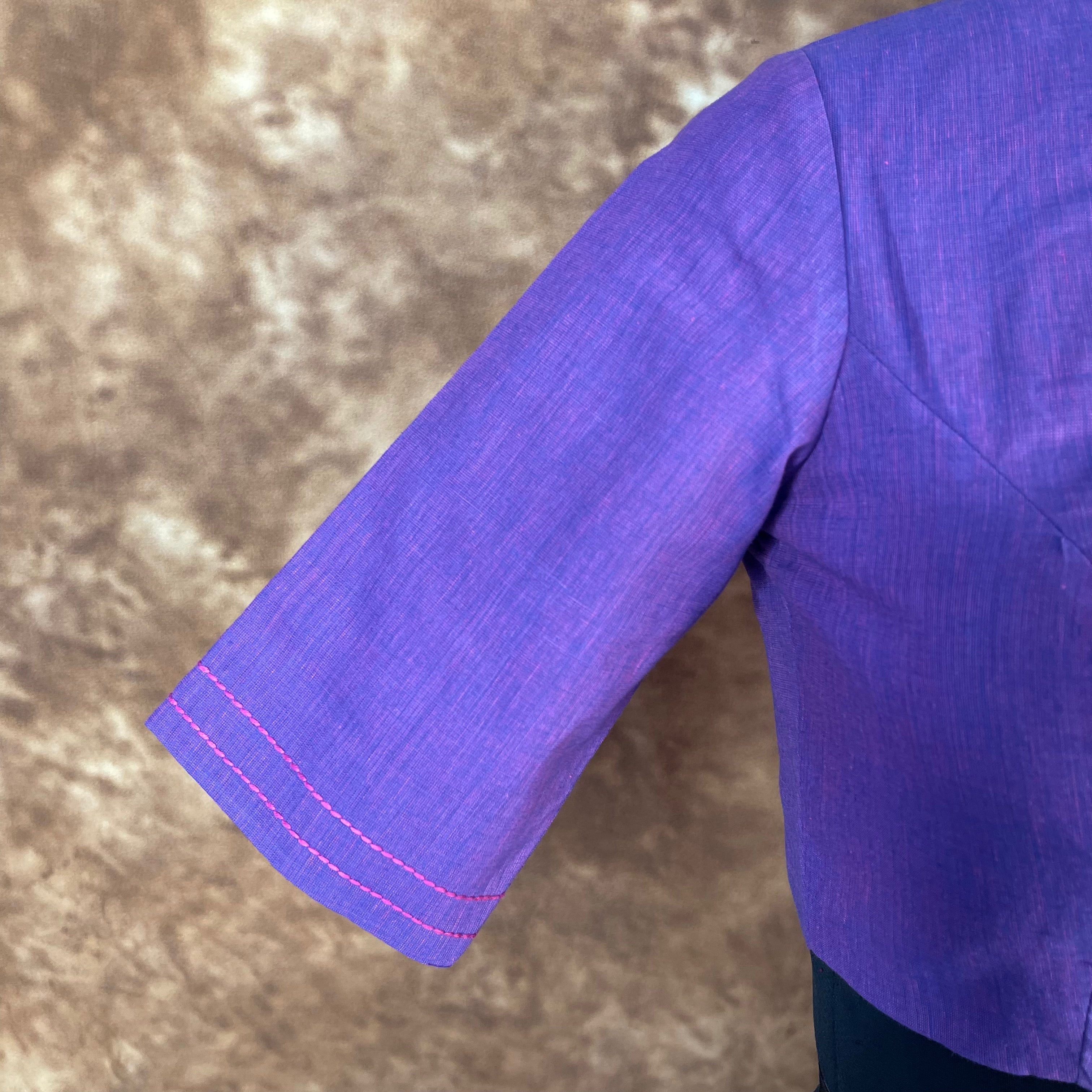 Nebula Fade Purple Coloured Handloom Cotton Ready to Wear Blouse - kapda Tailor | Grocsy
