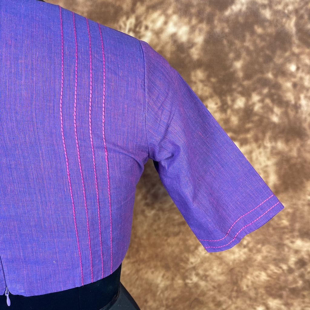 Nebula Fade Purple Coloured Handloom Cotton Ready to Wear Blouse - kapda Tailor | Grocsy