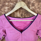 Candy Floss Desire Pink Coloured Slub Cotton Ready to Wear Blouse - kapda Tailor | Grocsy