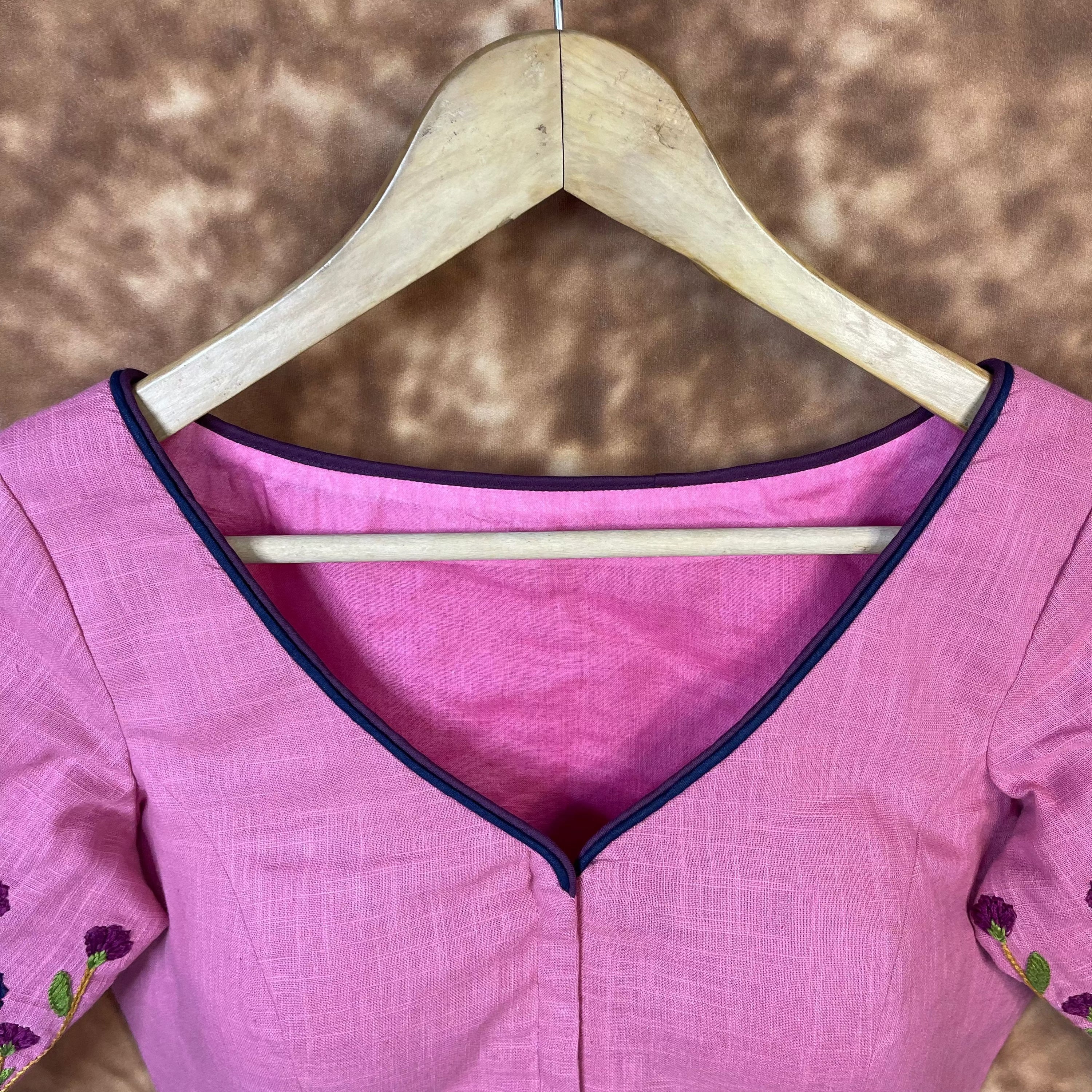 Candy Floss Desire Pink Coloured Slub Cotton Ready to Wear Blouse - kapda Tailor | Grocsy