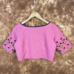 Candy Floss Desire Pink Coloured Slub Cotton Ready to Wear Blouse - kapda Tailor | Grocsy