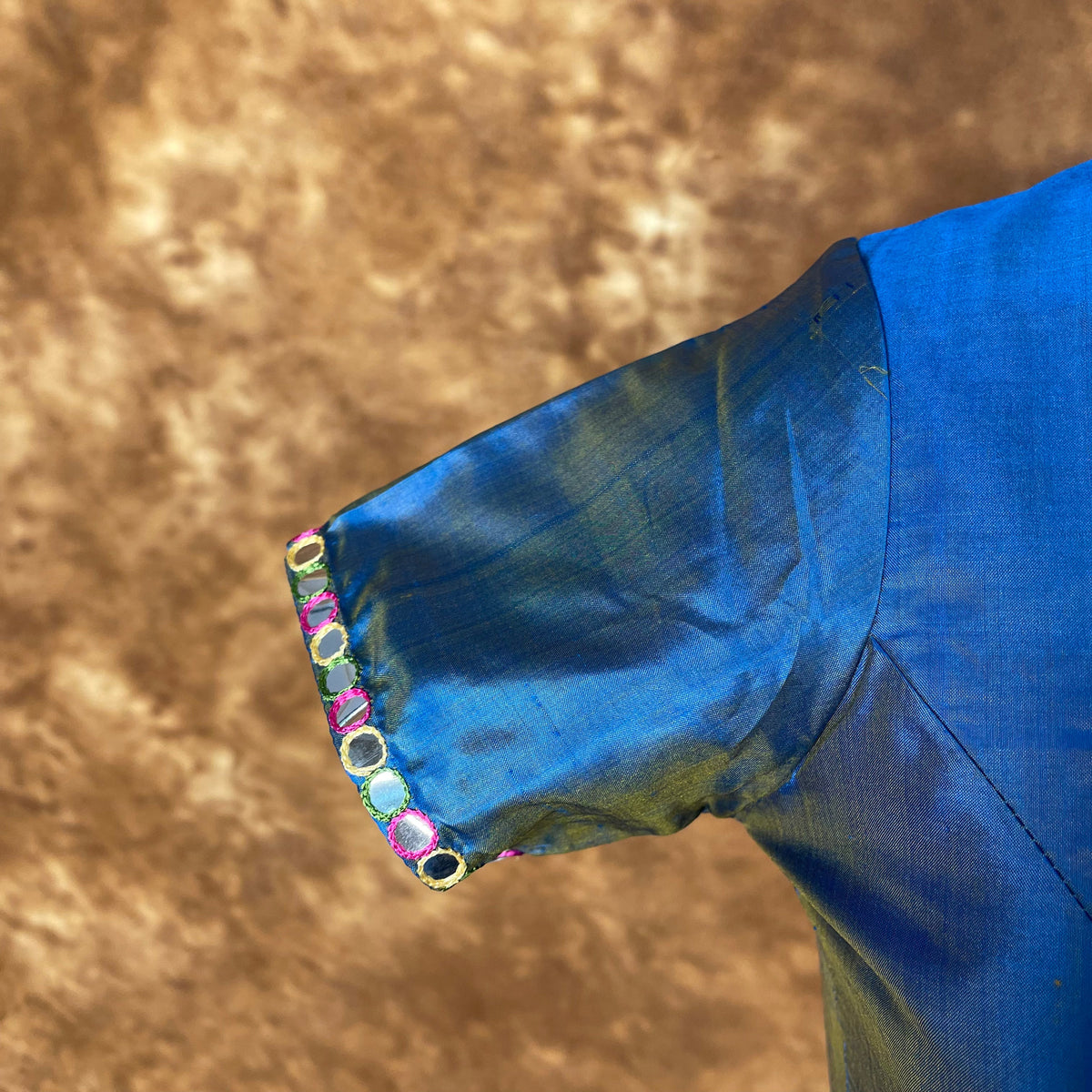 Aurelia Blue Blue Coloured Silk Ready to Wear Blouse - kapda Tailor | Grocsy