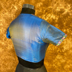 Aurelia Blue Blue Coloured Silk Ready to Wear Blouse - kapda Tailor | Grocsy