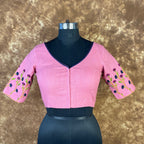 Candy Floss Desire Pink Coloured Slub Cotton Ready to Wear Blouse - kapda Tailor | Grocsy