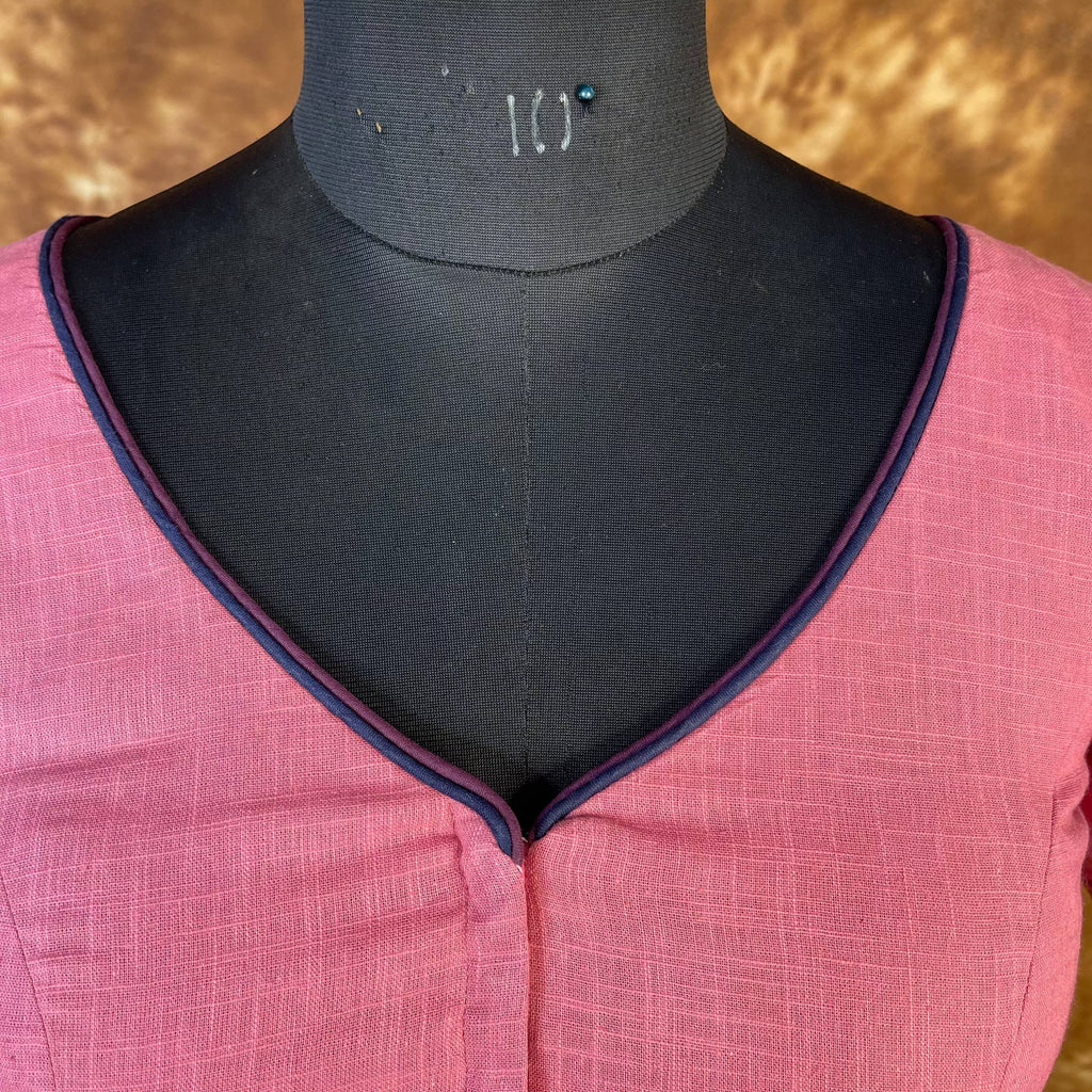 Candy Floss Desire Pink Coloured Slub Cotton Ready to Wear Blouse - kapda Tailor | Grocsy