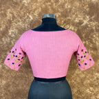 Candy Floss Desire Pink Coloured Slub Cotton Ready to Wear Blouse - kapda Tailor | Grocsy