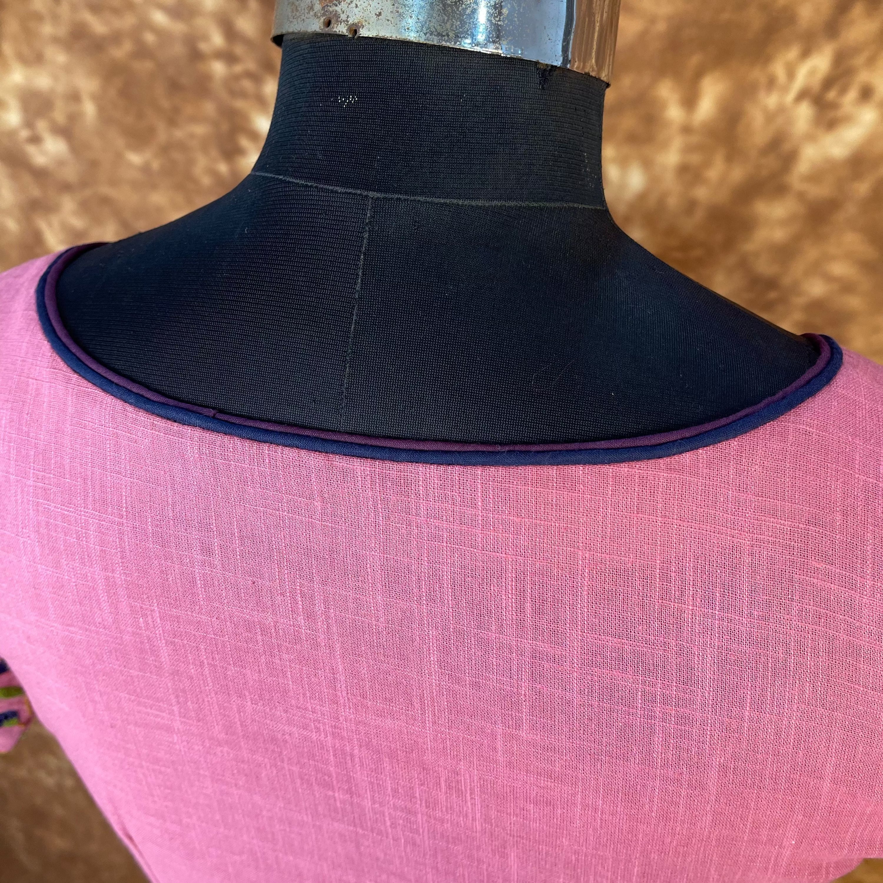 Candy Floss Desire Pink Coloured Slub Cotton Ready to Wear Blouse - kapda Tailor | Grocsy
