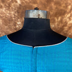 Streaks of Blue Light Blue Coloured Chanderi Silk Ready to Wear Blouse - kapda Tailor | Grocsy