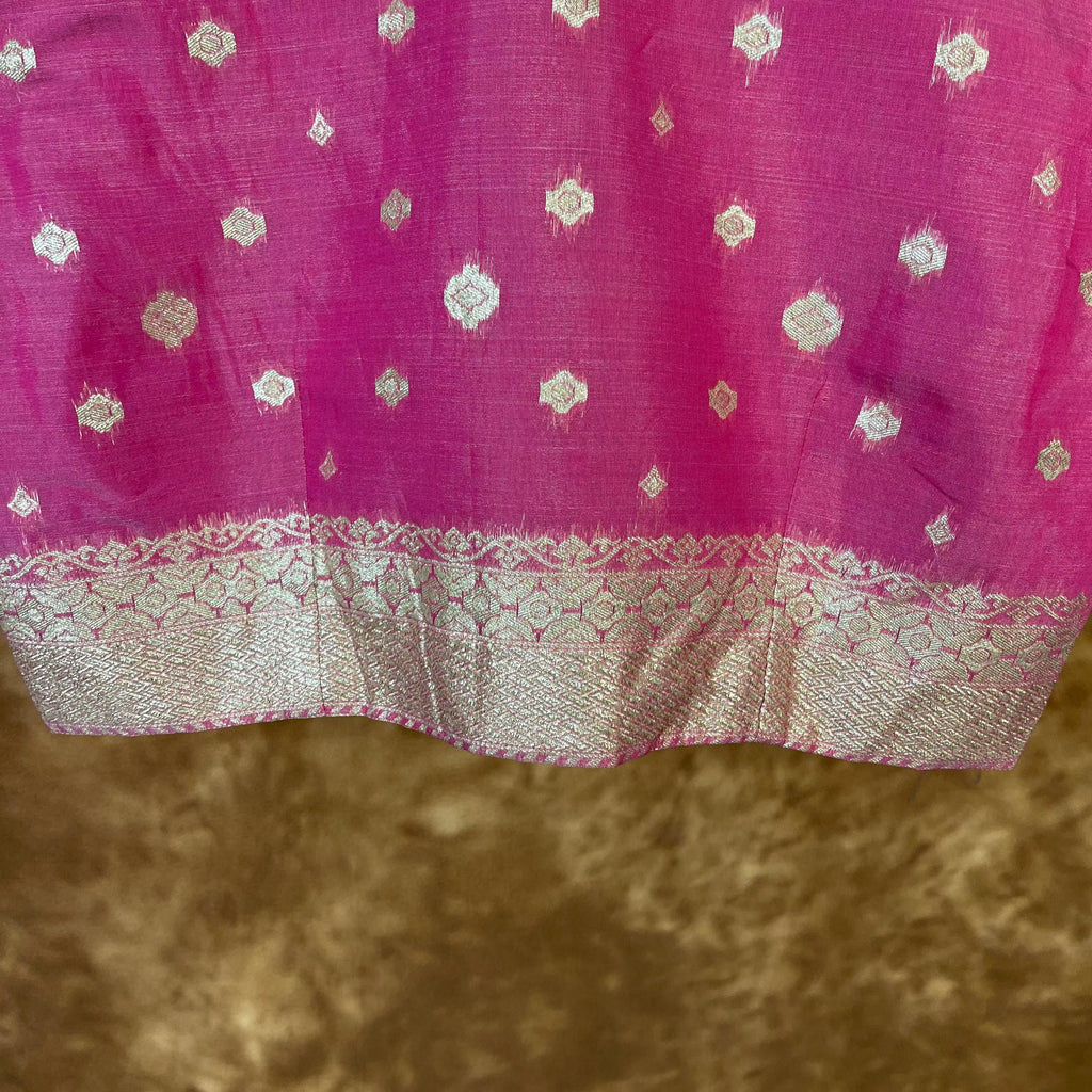 Mann Mohanaa Pink Coloured Chanderi Broket Ready to Wear Blouse - kapda Tailor | Grocsy
