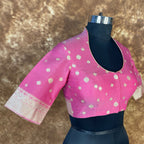 Mann Mohanaa Pink Coloured Chanderi Broket Ready to Wear Blouse - kapda Tailor | Grocsy