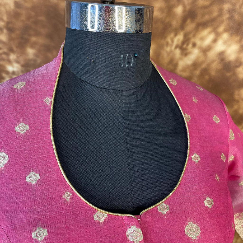 Mann Mohanaa Pink Coloured Chanderi Broket Ready to Wear Blouse - kapda Tailor | Grocsy