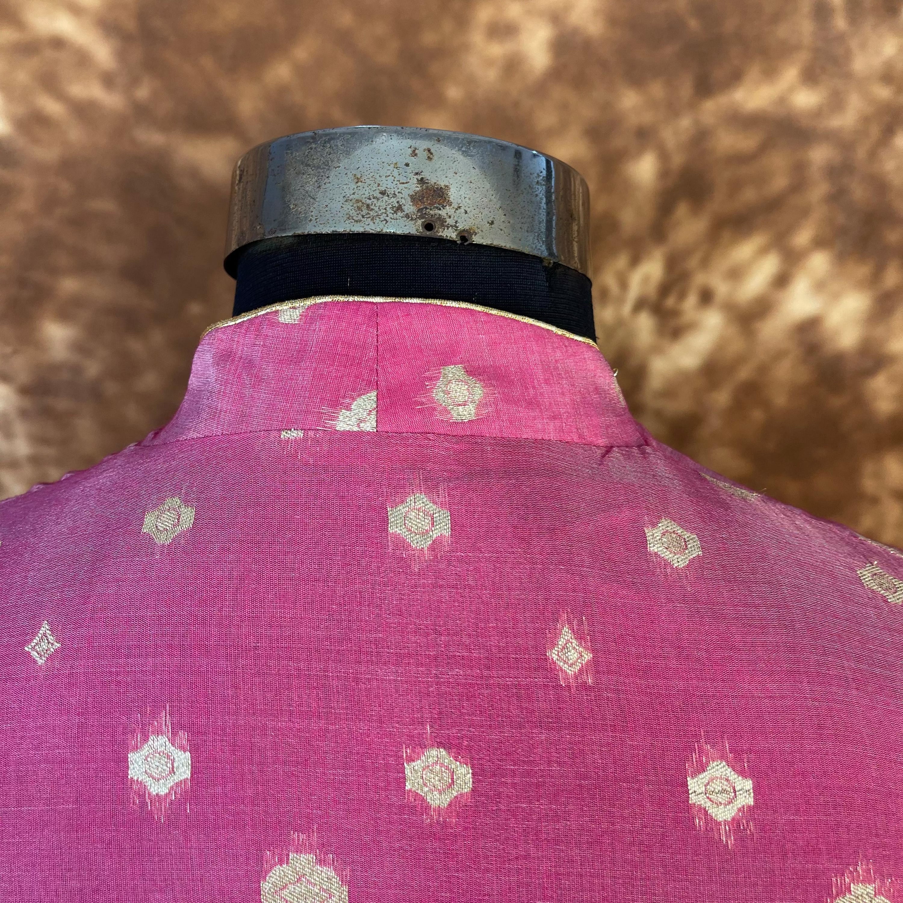 Mann Mohanaa Pink Coloured Chanderi Broket Ready to Wear Blouse - kapda Tailor | Grocsy