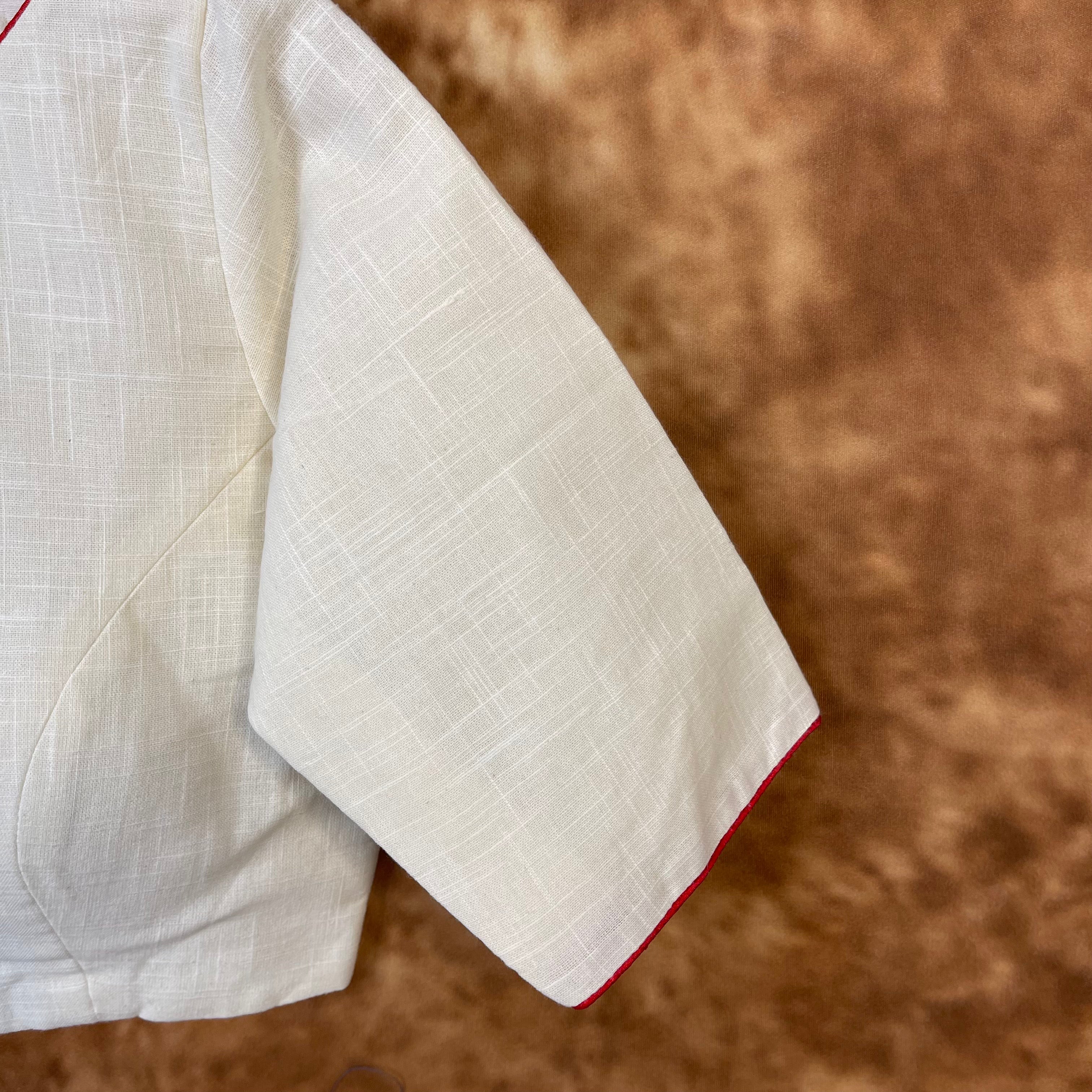 Butterfly Nector Off White Coloured Slub Cotton Ready to Wear Blouse - kapda Tailor | Grocsy
