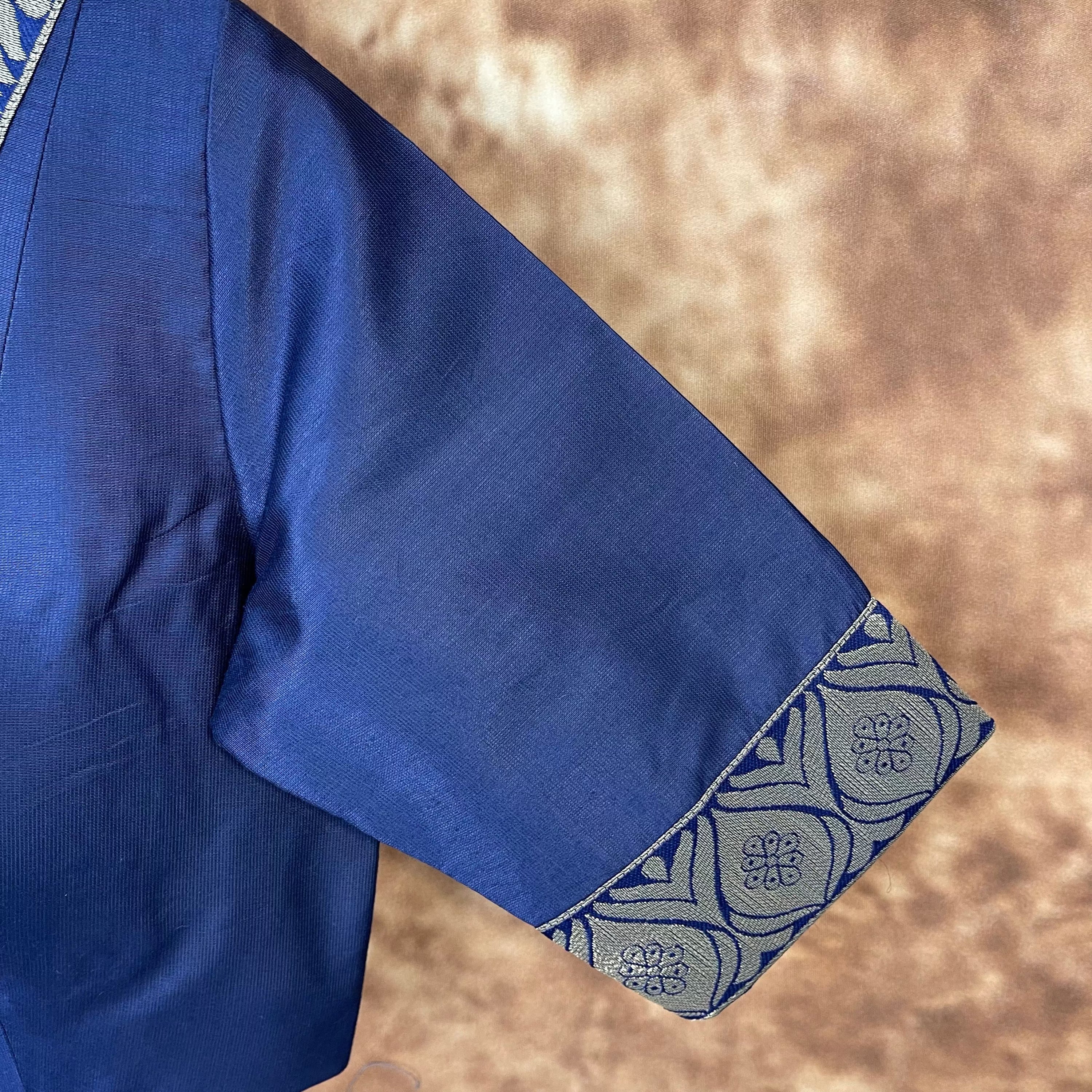 Deep Dive Lush Blue Coloured Silk / Broket Ready to Wear Blouse - kapda Tailor | Grocsy