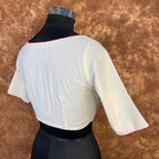 Butterfly Nector Off White Coloured Slub Cotton Ready to Wear Blouse - kapda Tailor | Grocsy
