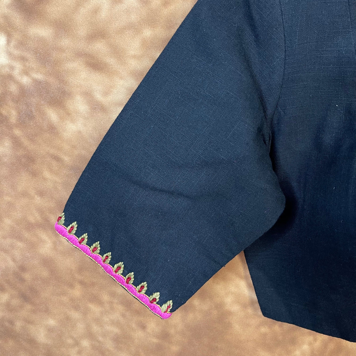 Vivaciously Vibrant Black Coloured Slub Cotton Ready to Wear Blouse - kapda Tailor | Grocsy