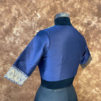 Deep Dive Lush Blue Coloured Silk / Broket Ready to Wear Blouse - kapda Tailor | Grocsy