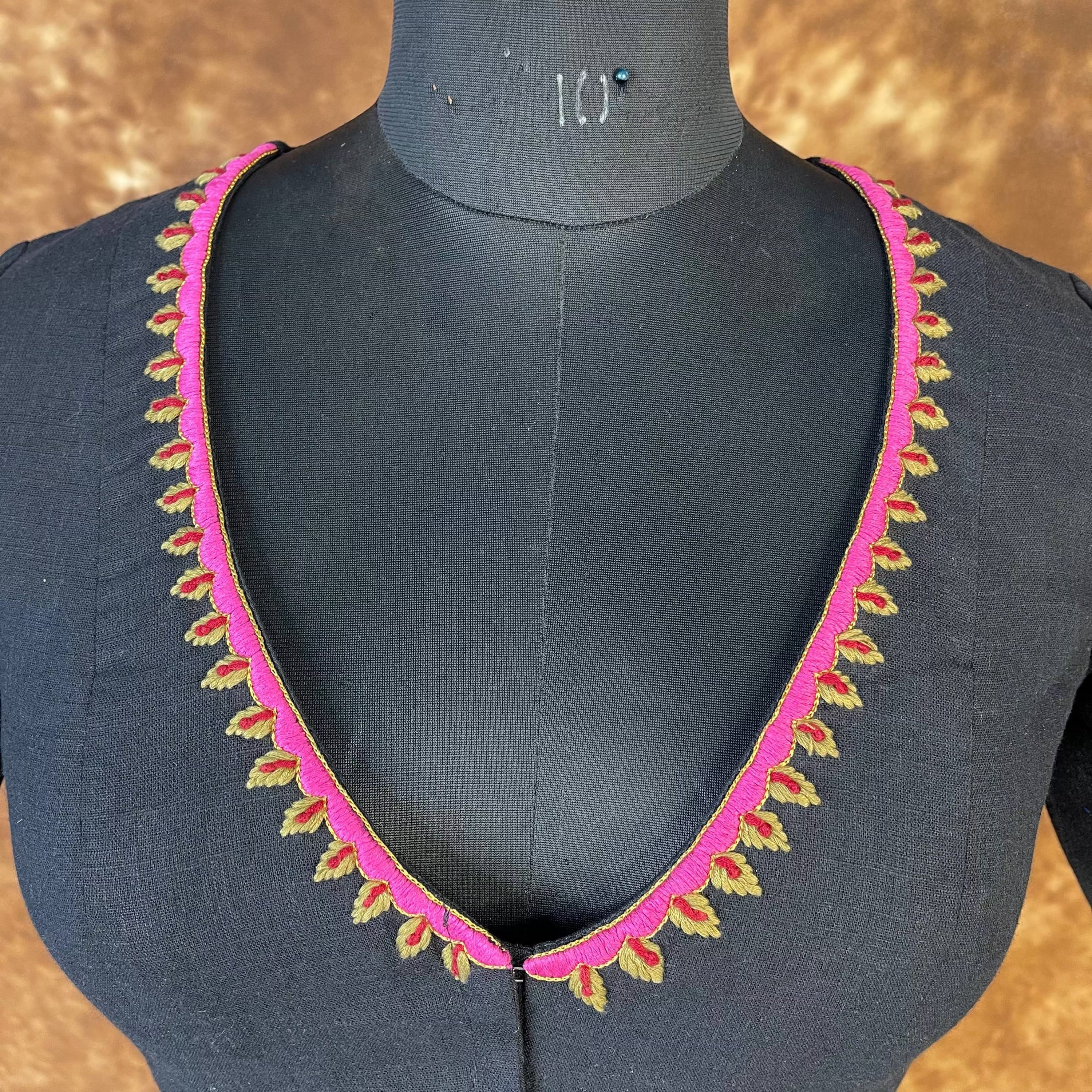 Vivaciously Vibrant Black Coloured Slub Cotton Ready to Wear Blouse - kapda Tailor | Grocsy