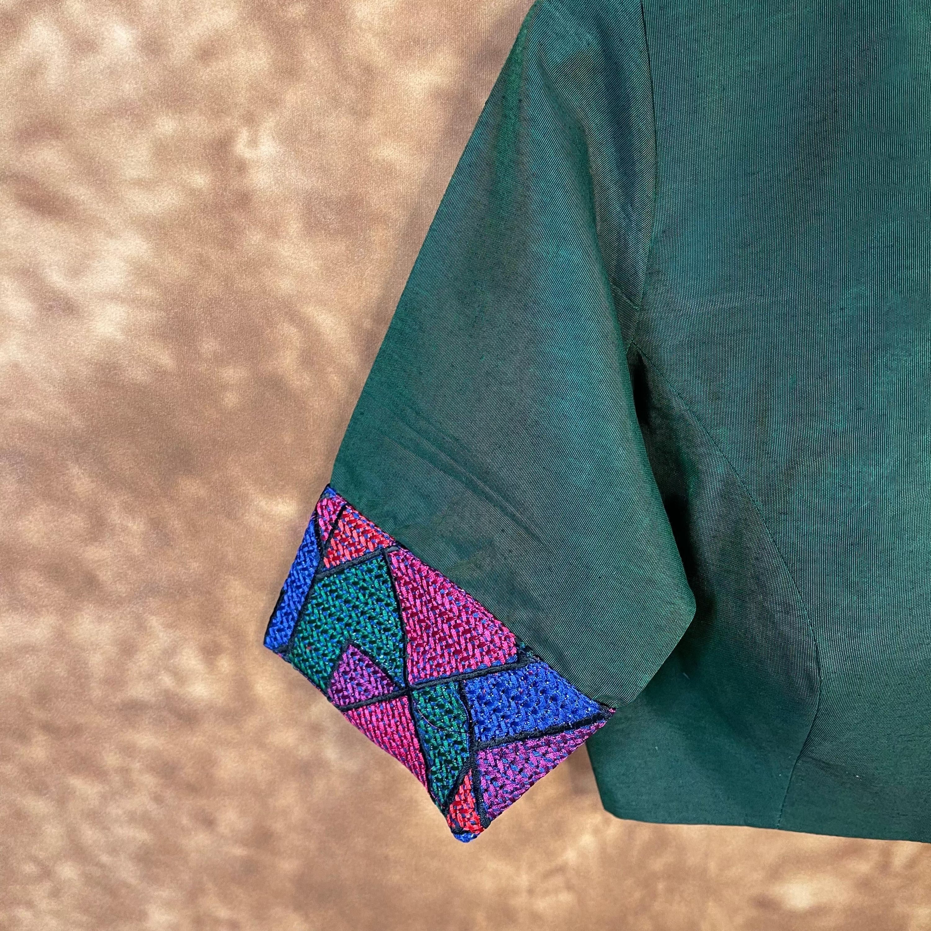 Hari Bhari Zindagi Green Coloured Chanderi Ready to Wear Blouse - kapda Tailor | Grocsy