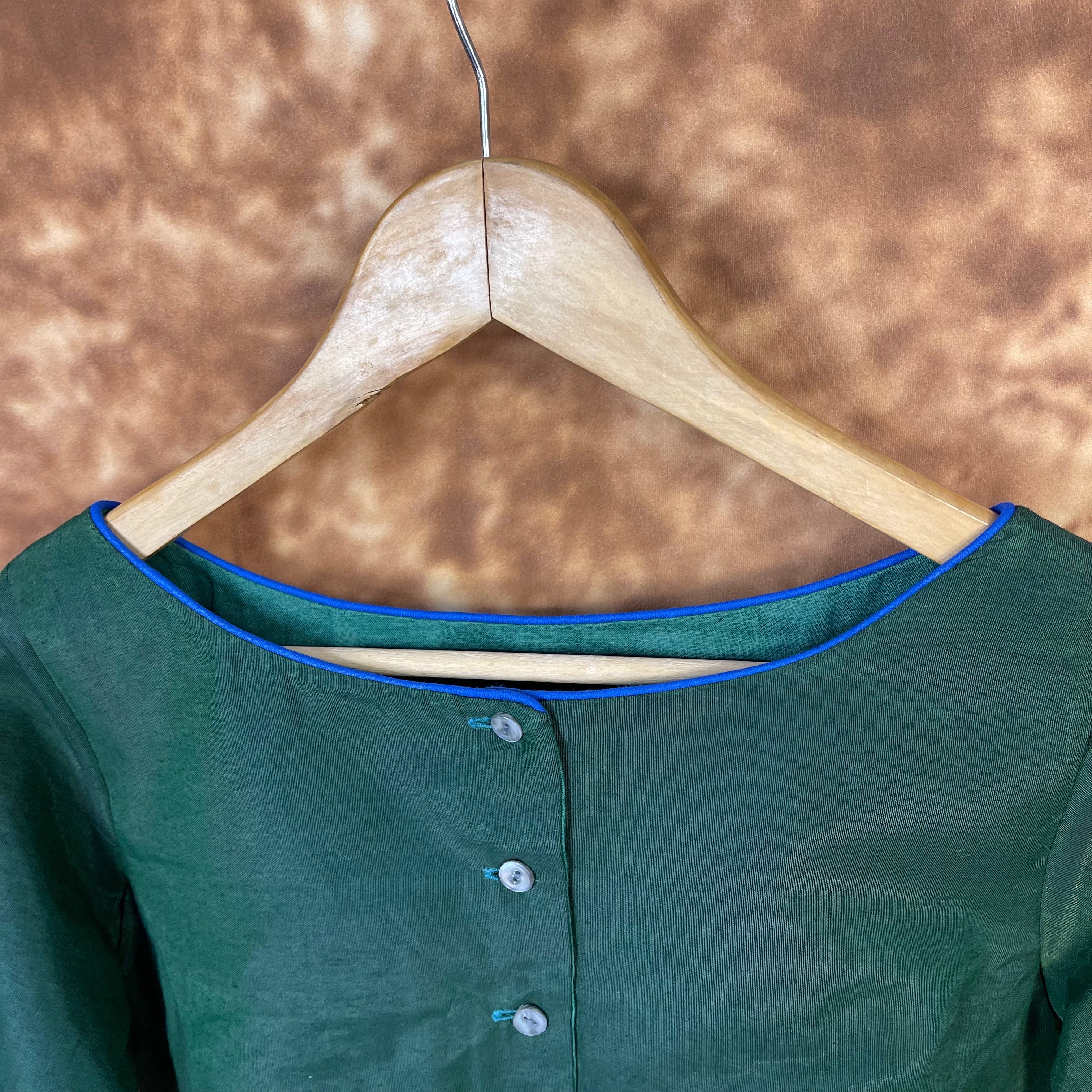 Hari Bhari Zindagi Green Coloured Chanderi Ready to Wear Blouse - kapda Tailor | Grocsy