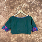 Hari Bhari Zindagi Green Coloured Chanderi Ready to Wear Blouse - kapda Tailor | Grocsy