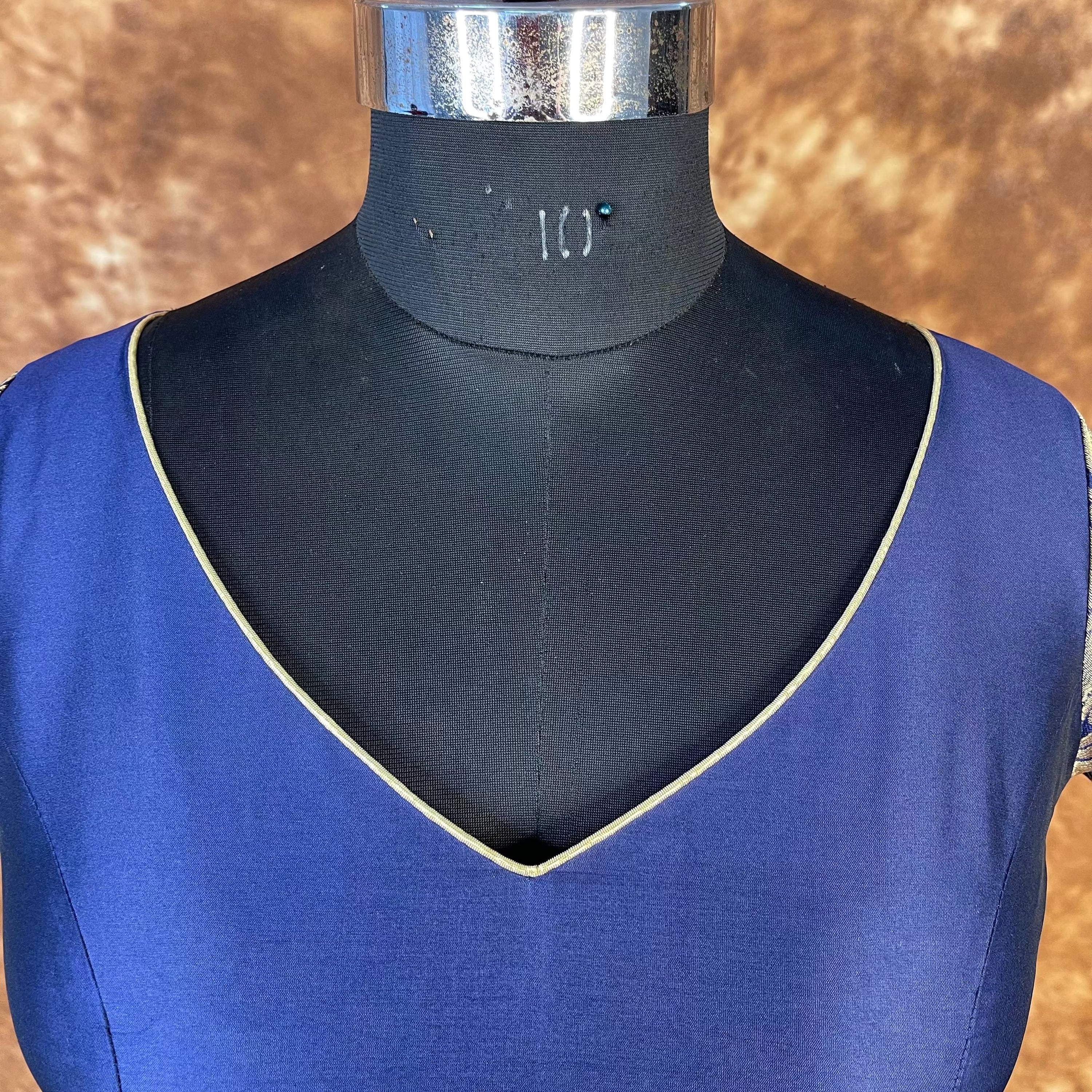 Trypan Blue Blue Coloured Silk / Broket Ready to Wear Blouse - kapda Tailor | Grocsy