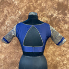 Trypan Blue Blue Coloured Silk / Broket Ready to Wear Blouse - kapda Tailor | Grocsy