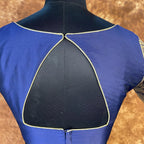 Trypan Blue Blue Coloured Silk / Broket Ready to Wear Blouse - kapda Tailor | Grocsy