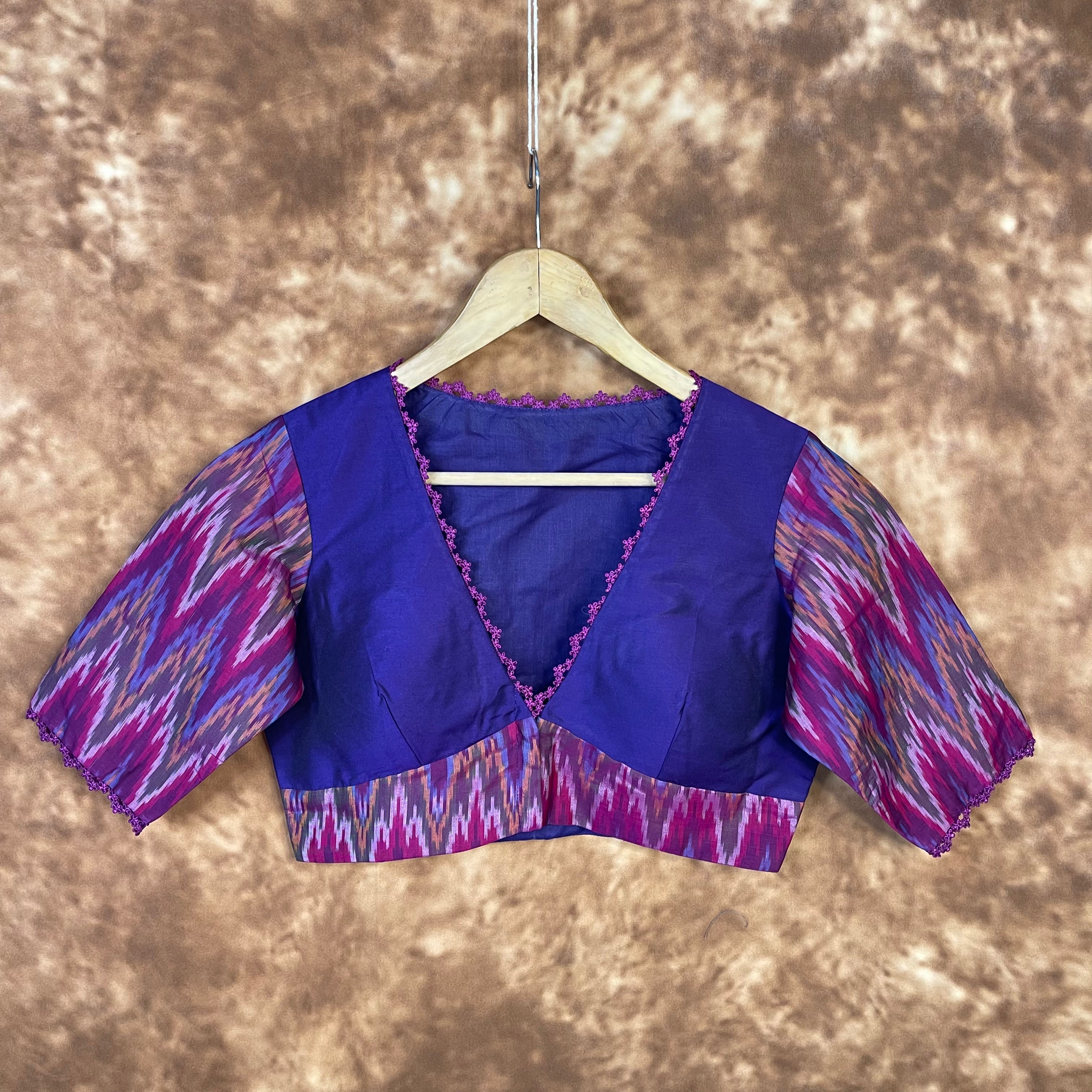 Khwaabon Ka Jharokha Blue Coloured Cotton Silk /Silk Ready to Wear Blouse - kapda Tailor | Grocsy