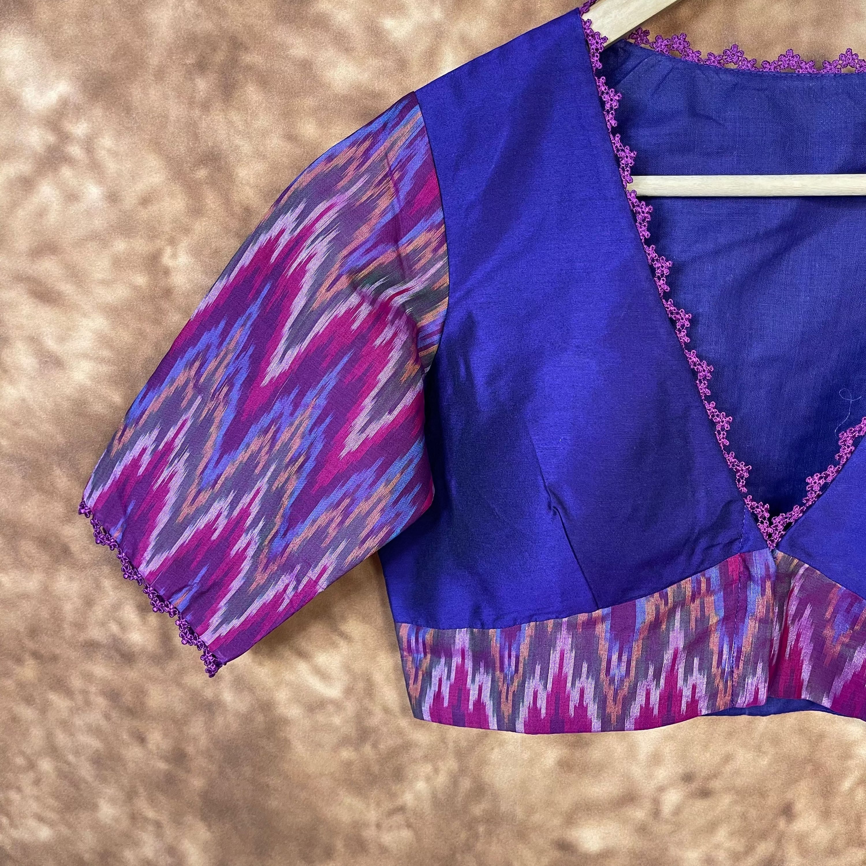 Khwaabon Ka Jharokha Blue Coloured Cotton Silk /Silk Ready to Wear Blouse - kapda Tailor | Grocsy