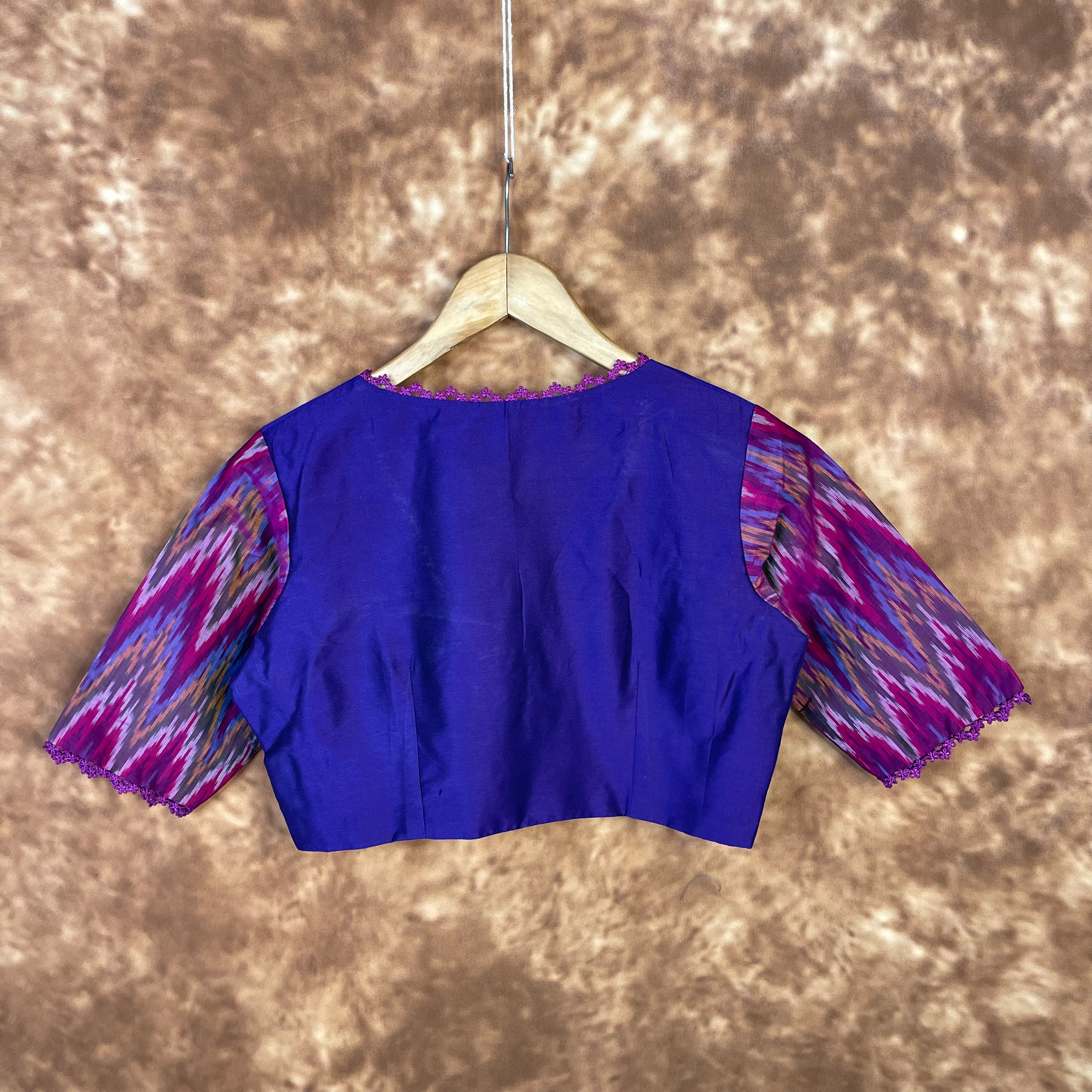 Khwaabon Ka Jharokha Blue Coloured Cotton Silk /Silk Ready to Wear Blouse - kapda Tailor | Grocsy