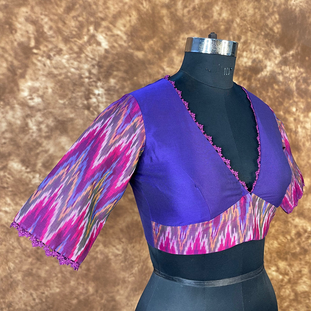 Khwaabon Ka Jharokha Blue Coloured Cotton Silk /Silk Ready to Wear Blouse - kapda Tailor | Grocsy