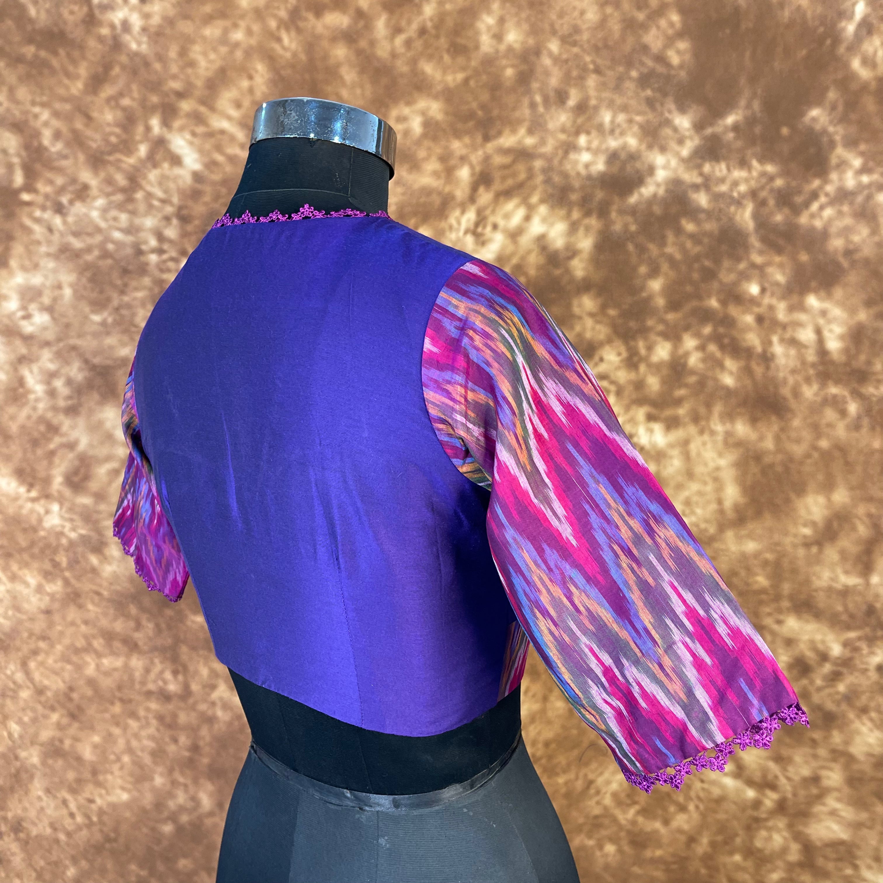 Khwaabon Ka Jharokha Blue Coloured Cotton Silk /Silk Ready to Wear Blouse - kapda Tailor | Grocsy