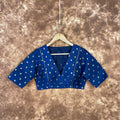 Coral Jari Buta Blue Coloured Silk With Zari Buta Ready to Wear Blouse - kapda Tailor | Grocsy