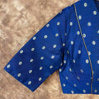 Coral Jari Buta Blue Coloured Silk With Zari Buta Ready to Wear Blouse - kapda Tailor | Grocsy