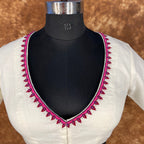 Jumaani Jashn Off White Coloured Slub Cotton Ready to Wear Blouse - kapda Tailor | Grocsy