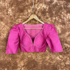 Punchy Pink Pink Coloured Chanderi Silk Ready to Wear Blouse - kapda Tailor | Grocsy
