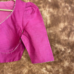 Punchy Pink Pink Coloured Chanderi Silk Ready to Wear Blouse - kapda Tailor | Grocsy