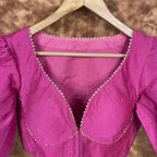 Punchy Pink Pink Coloured Chanderi Silk Ready to Wear Blouse - kapda Tailor | Grocsy