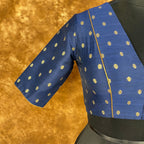 Coral Jari Buta Blue Coloured Silk With Zari Buta Ready to Wear Blouse - kapda Tailor | Grocsy