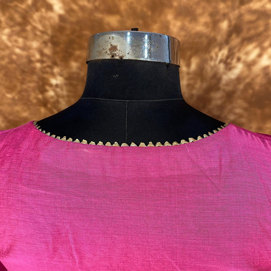 Punchy Pink Pink Coloured Chanderi Silk Ready to Wear Blouse - kapda Tailor | Grocsy