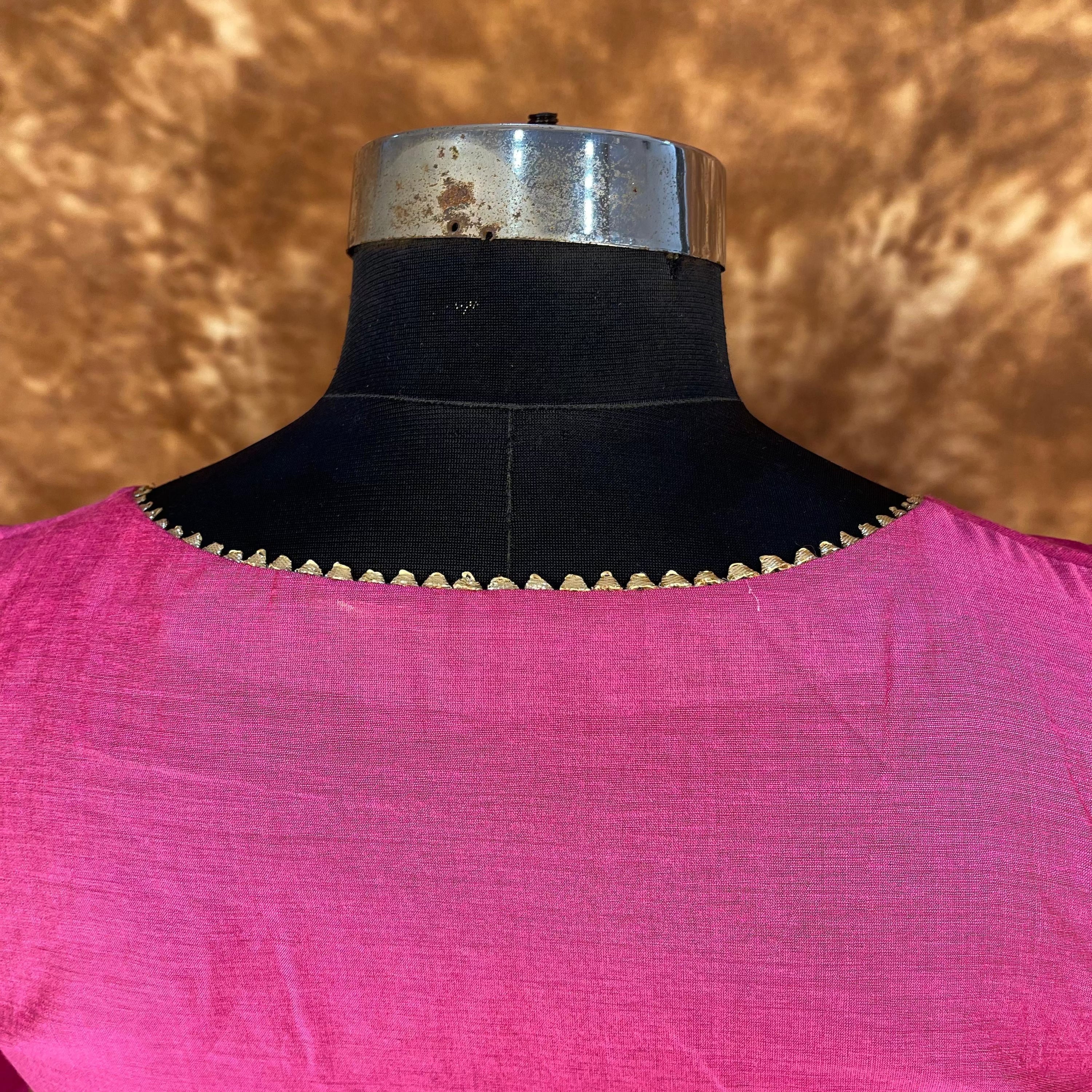 Punchy Pink Pink Coloured Chanderi Silk Ready to Wear Blouse - kapda Tailor | Grocsy