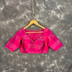 Piped Pleasure Rani Pink Coloured Silk Ready to Wear Blouse - kapda Tailor | Grocsy