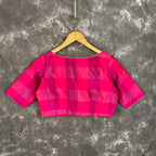 Piped Pleasure Rani Pink Coloured Silk Ready to Wear Blouse - kapda Tailor | Grocsy