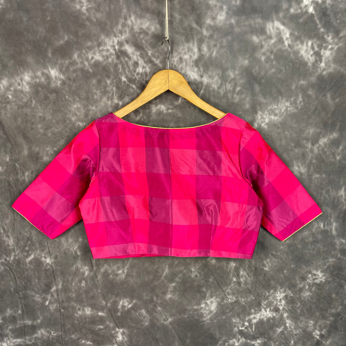 Piped Pleasure Rani Pink Coloured Silk Ready to Wear Blouse - kapda Tailor | Grocsy