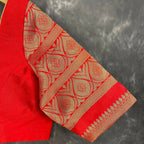 Suhaagan ki Laali Red Coloured Silk /Brocket Ready to Wear Blouse - kapda Tailor | Grocsy