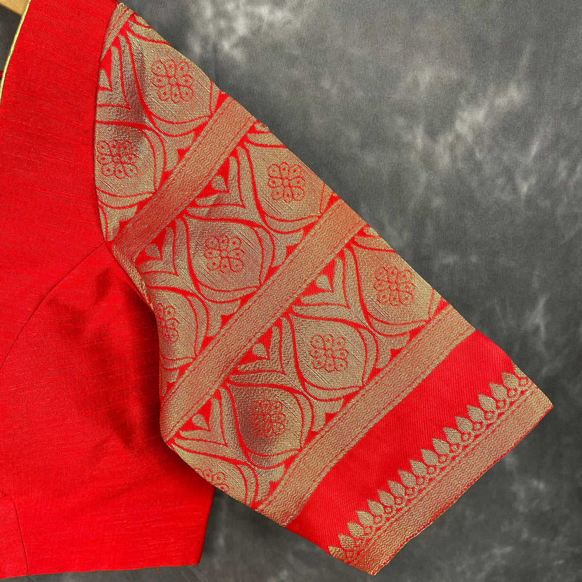 Suhaagan ki Laali Red Coloured Silk /Brocket Ready to Wear Blouse - kapda Tailor | Grocsy