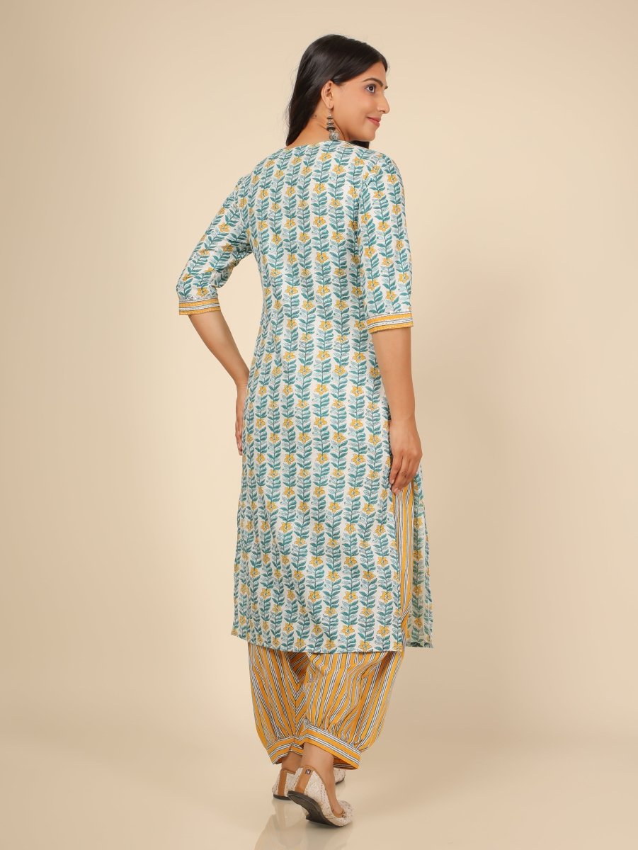 Aramya Straight Soft Cotton Floral Print Women's Kurta - White | Grocsy