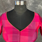 Piped Pleasure Rani Pink Coloured Silk Ready to Wear Blouse - kapda Tailor | Grocsy
