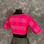 Piped Pleasure Rani Pink Coloured Silk Ready to Wear Blouse - kapda Tailor | Grocsy